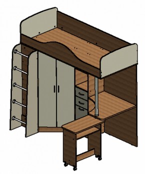 Кровать-чердак Теремок-1 Дуб молочный/Голубой в Ревде - revda.mebel-e96.ru