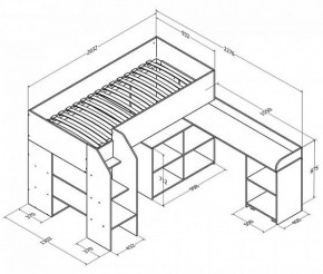 Кровать-чердак Теремок-2 Дуб молочный в Ревде - revda.mebel-e96.ru