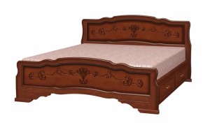 Кровать из массива Карина-6 с 2 ящиками Орех (БМ) в Ревде - revda.mebel-e96.ru