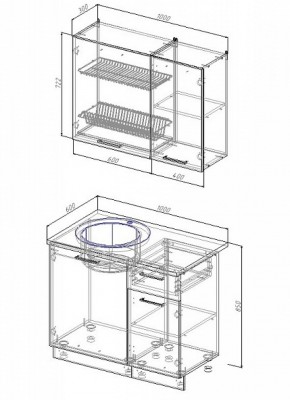 Кухонный гарнитур Антрацит 1000 в Ревде - revda.mebel-e96.ru