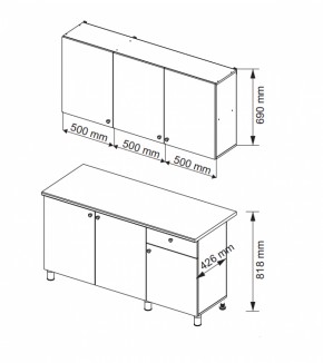 Кухонный гарнитур POINT 1500 мм (Гор) в Ревде - revda.mebel-e96.ru