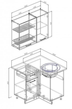 Кухонный гарнитур угловой Прима 1000*1000 в Ревде - revda.mebel-e96.ru