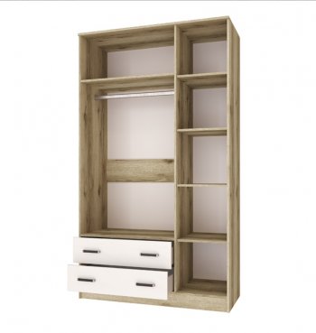 Шкаф Лагуна с антресолью с зеркалом делано/белый (Текс) в Ревде - revda.mebel-e96.ru