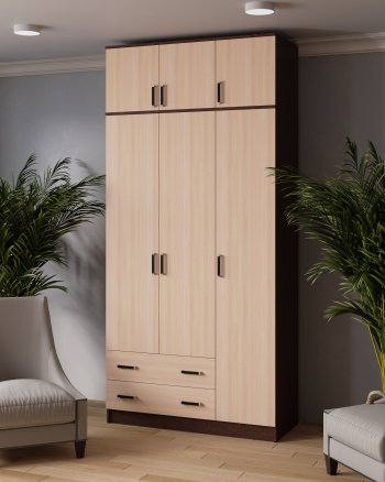 Шкаф Лагуна с антресолью венге/дуб (Текс) в Ревде - revda.mebel-e96.ru