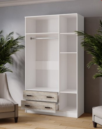 Шкаф Лагуна с антресолью с зеркалом дуб юкон (Текс) в Ревде - revda.mebel-e96.ru