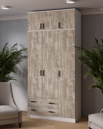 Шкаф 1200 мм Лагуна с антресолью дуб юкон (Текс) в Ревде - revda.mebel-e96.ru
