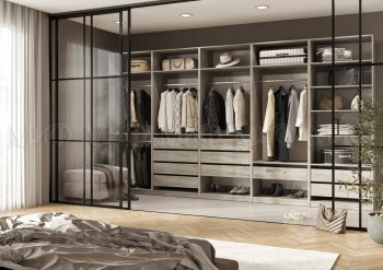 Гардеробная/шкаф 4000 мм Ларго №1 открытая дуб крафт серый (Миф) в Ревде - revda.mebel-e96.ru