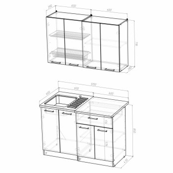 Кухонный гарнитур Лариса лайт 1 1200 мм (Герда) в Ревде - revda.mebel-e96.ru