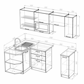 Кухонный гарнитур Лариса прайм 2 1300х2100 мм (Герда) в Ревде - revda.mebel-e96.ru