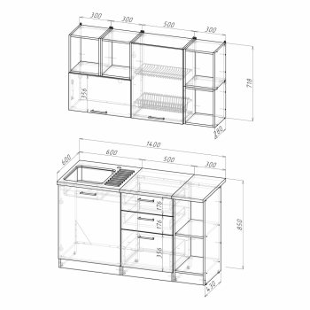 Кухонный гарнитур Лариса медиум 3 1400 мм (Герда) в Ревде - revda.mebel-e96.ru