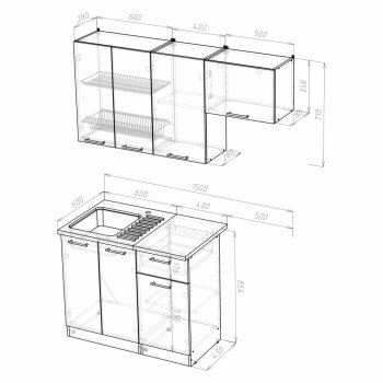 Кухонный гарнитур Лариса нормал 2 1500 мм (Герда) в Ревде - revda.mebel-e96.ru