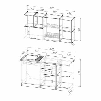 Кухонный гарнитур Лариса нормал 3 1500 мм (Герда) в Ревде - revda.mebel-e96.ru