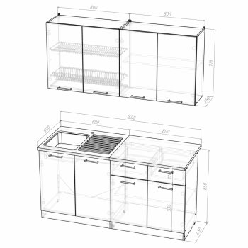 Кухонный гарнитур Лариса стандарт 2 1600 мм (Герда) в Ревде - revda.mebel-e96.ru