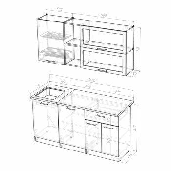 Кухонный гарнитур Лариса стандарт 3 1600 мм (Герда) в Ревде - revda.mebel-e96.ru