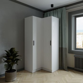 Шкаф угловой Ларс (угол прямой), Белый (Микон) в Ревде - revda.mebel-e96.ru