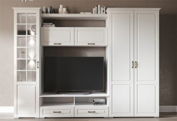 Стенка Лацио комп.1 белое дерево (Имп) в Ревде - revda.mebel-e96.ru