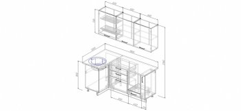 Угловой кухонный гарнитур Антрацит 1800х1000 мм в Ревде - revda.mebel-e96.ru