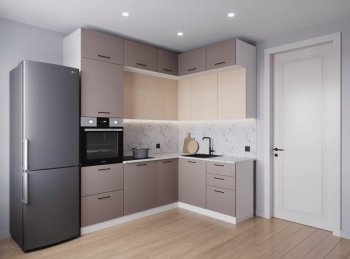 Кухонный гарнитур угловой Латте 2200*1700 мм (Санвут) в Ревде - revda.mebel-e96.ru