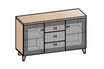 Комод 2дв, 3ящ Лежер КМ-3103 дуб серый/холст вулканический(СанТан) в Ревде - revda.mebel-e96.ru