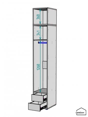 Шкаф с антресолью 400 мм Linnea MHR-1A-3 2450х400х510 (ДВ-М 11.1.25) в Ревде - revda.mebel-e96.ru