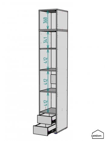 Шкаф с антресолью 400 мм Linnea MHR-1A-4 2450х400х510 (ДВ-М 11.1.25) в Ревде - revda.mebel-e96.ru