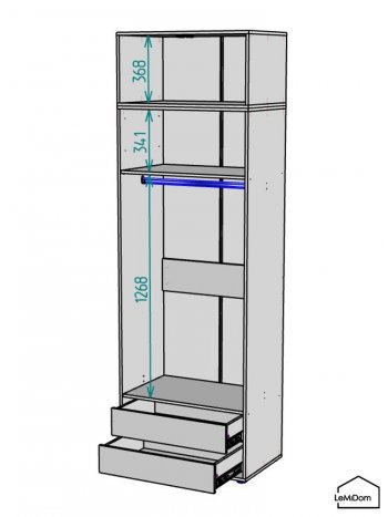 Шкаф с антресолью 800 мм Linnea MHR-2A-3 2450х800х510 (Графит-М 11.1.25) в Ревде - revda.mebel-e96.ru