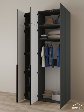 Шкаф с антресолью 1200 мм Linnea MHR-3A-1 2450х1200х510 (Графит-М 11.1.25) в Ревде - revda.mebel-e96.ru
