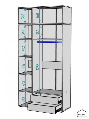 Шкаф с антресолью 1200 мм Linnea MHR-3A-2 2450х1200х510 (Графит-М 11.1.25) в Ревде - revda.mebel-e96.ru