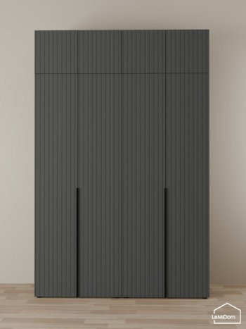 Шкаф с антресолью 1600 мм Linnea MHR-4A-1 2450х1600х510 (Графит-М 11.1.25) в Ревде - revda.mebel-e96.ru