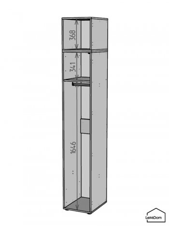 Шкаф с антресолью 400 мм Linnea MHR-1A-1 2450х400х510 (Графит-М 11.1.25) в Ревде - revda.mebel-e96.ru