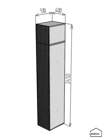 Шкаф с антресолью 400 мм Linnea MHR-1A-1 2450х400х510 (Графит-М 11.1.25) в Ревде - revda.mebel-e96.ru