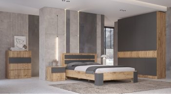 Шкаф 1000 мм 2х ств. Ленора вотан/Графит (Лин) в Ревде - revda.mebel-e96.ru