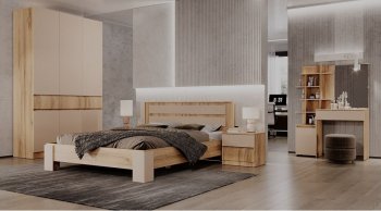 Кровать двуспальная Ленора вотан/Кашемир (Лин) в Ревде - revda.mebel-e96.ru