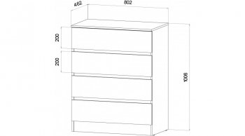Комод 4 ящика Ленора вотан/Кашемир (Лин) в Ревде - revda.mebel-e96.ru
