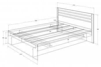 Кровать двуспальная Лиана графит (Зарон) в Ревде - revda.mebel-e96.ru