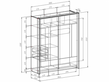 Шкаф-купе 1800 мм Либерти (Росток) в Ревде - revda.mebel-e96.ru