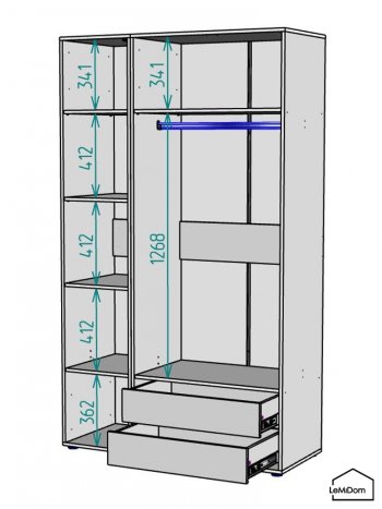 Шкаф Linnea MHR-3-2 2050х1200х510 (Графит-М 11.1.25) в Ревде - revda.mebel-e96.ru