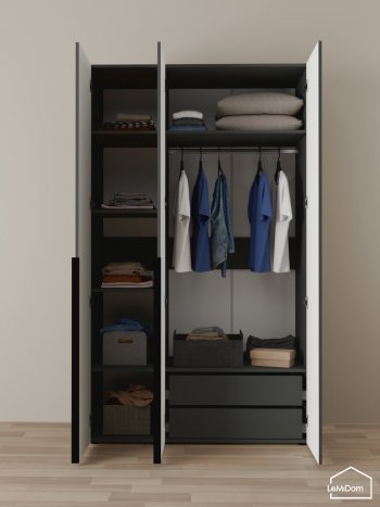 Шкаф Linnea MHR-3-2 2050х1200х510 (Графит-М 11.1.25) в Ревде - revda.mebel-e96.ru