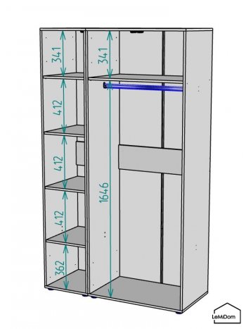 Шкаф Linnea MHR-3-1 2050х1200х510 (ДВ-М 11.1.25) в Ревде - revda.mebel-e96.ru