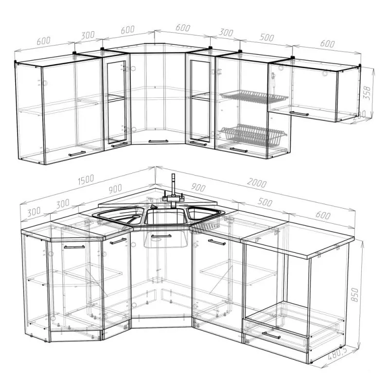 Кухонный гарнитур Лира мега оптима 2000х1500 мм (Герда) в Ревде - revda.mebel-e96.ru