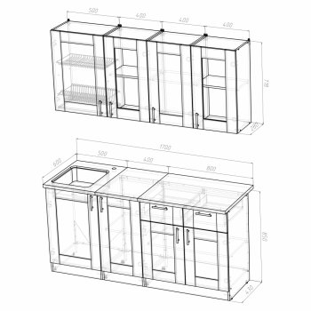 Кухонный гарнитур Лира демо 1700 мм (Герда) в Ревде - revda.mebel-e96.ru