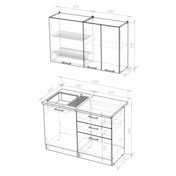 Кухонный гарнитур Лира лайт 1200 мм (Герда) в Ревде - revda.mebel-e96.ru