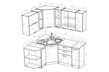 Кухонный гарнитур Лоретта оптима 1500х1800 мм (Герда) в Ревде - revda.mebel-e96.ru