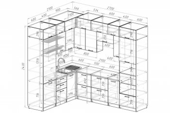 Кухонный гарнитур Лотос гранд прайм 2100х2700 мм (Герда) в Ревде - revda.mebel-e96.ru