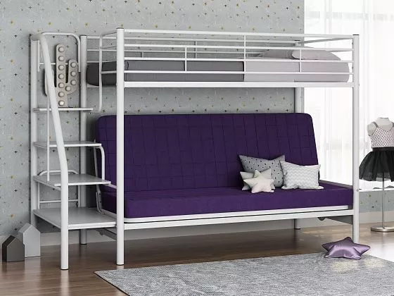 Кровать двухъярусная с диваном Мадлен-3 (велюр) (ФМ) в Ревде - revda.mebel-e96.ru