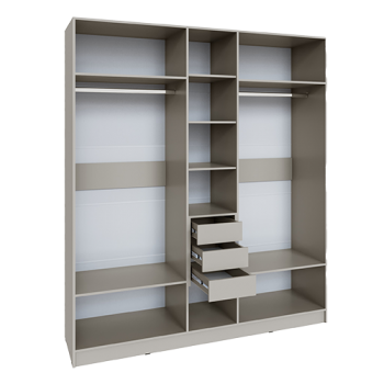 Шкаф Мадрид 2000 мм с зеркалом и ящиками, кашемир (Текс) в Ревде - revda.mebel-e96.ru