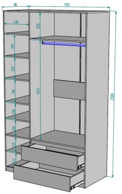 Шкаф Мальта 1350 мм Графит в Ревде - revda.mebel-e96.ru