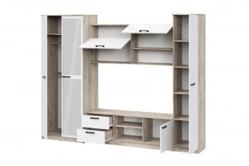 Стенка Марта-12 дуб крафт серый/белый (ИЦ) в Ревде - revda.mebel-e96.ru