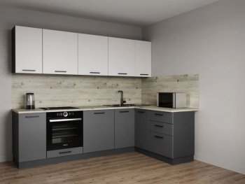 Кухонный гарнитур угловой Меренга МДФ 2600*1600 мм Sanvut в Ревде - revda.mebel-e96.ru