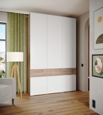 Шкаф 1500 мм Мерида крафт табачный/белый (Микон) в Ревде - revda.mebel-e96.ru